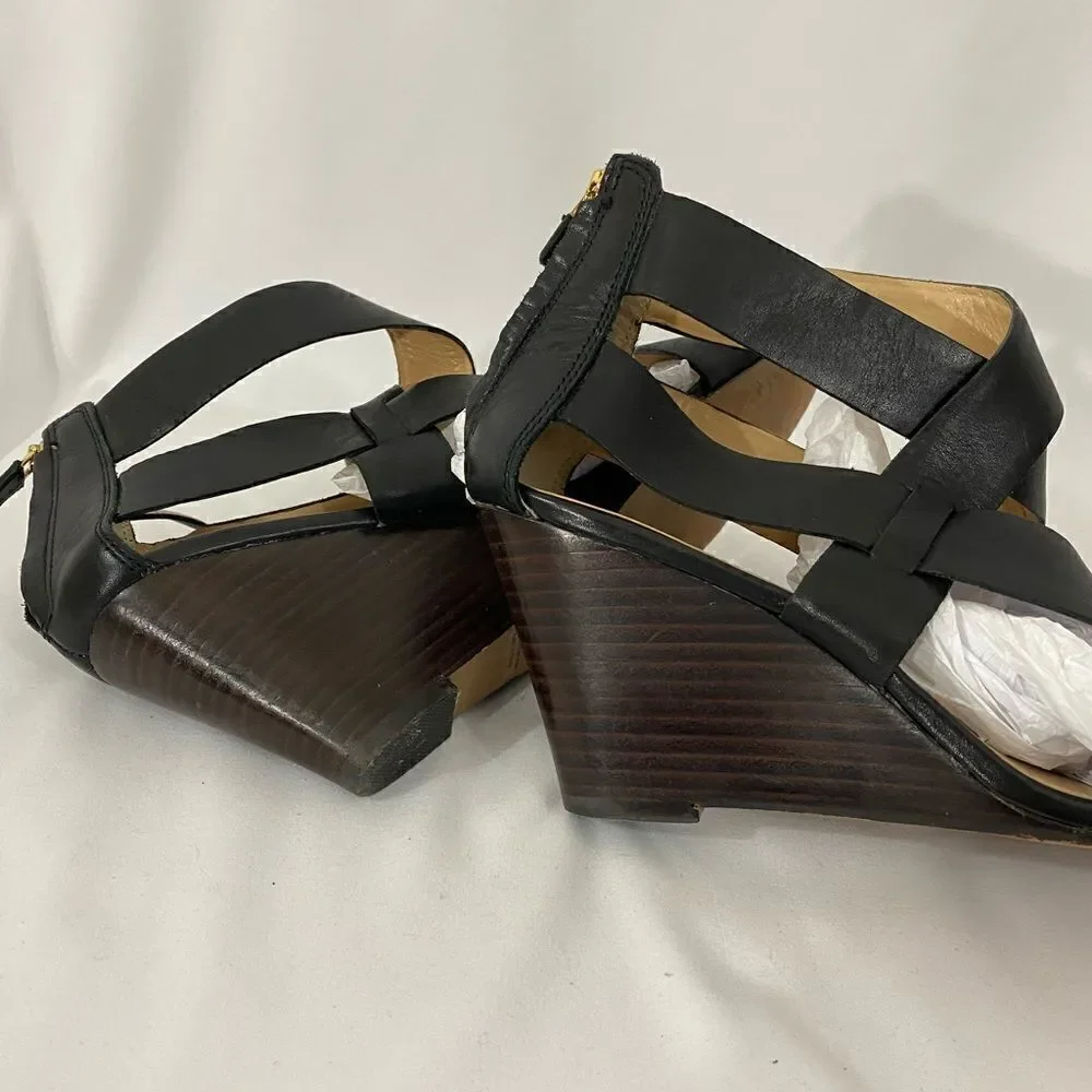 Hive & Honey Black Strappy Ankle Strap Wedge